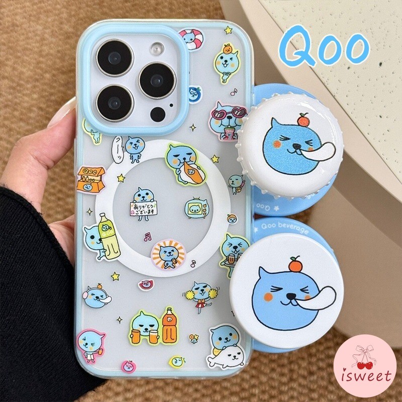 น่ารัก Qoo แม่เหล็ก 2 ใน 1 โทรศัพท์มือถือสําหรับ iPhone 16 15 14 Pro Max 13 Soft TPU Dirt ทนผู้ถือขา