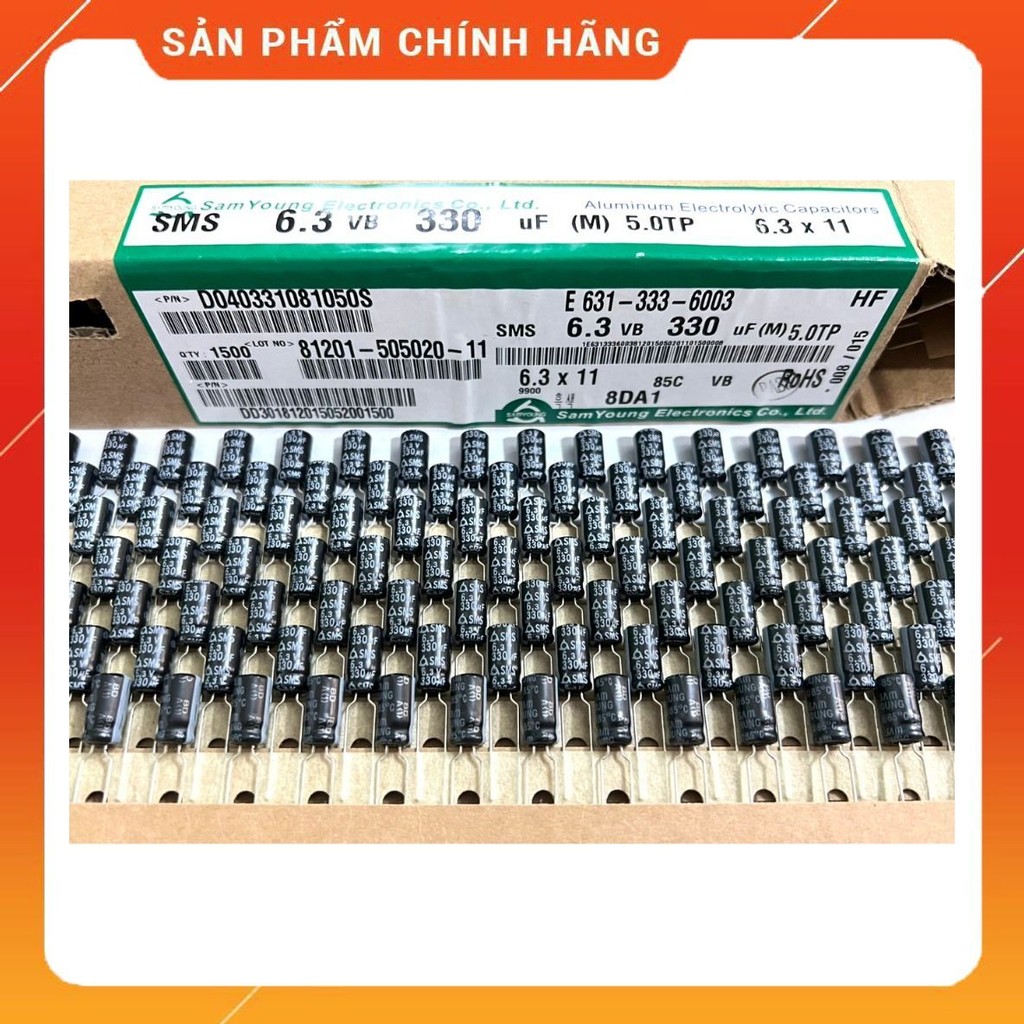[ 20 ชิ้น ] CAPACITOR 6.3V 330UF Size: 6.3x11mm ยี่ห้อ SAMYONG (6.3V330UF 330UF 6.3V 330UF6.3V )