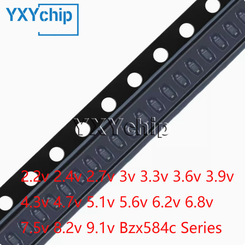 100pcs Smd Zener Diode Sod-523 0603 2.2v 2.4v 2.7v 3v 3.3v 3.6v 3.9v 5.1v 5.6v 6.2v 6.8v 7.5v 8.2v 9