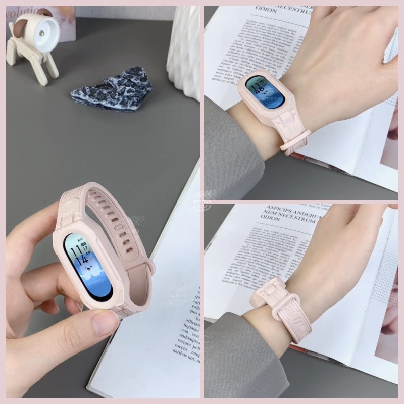 2-in-1 เคสซิลิโคน + สายรัดสําหรับ Xiaomi Mi Band 10 9 8 7 6 5 Sport Starp เปลี่ยนสายรัดข้อมือสําหรับ Mi Band 5 6 7 8 9 10 สร้อยข้อมือ
