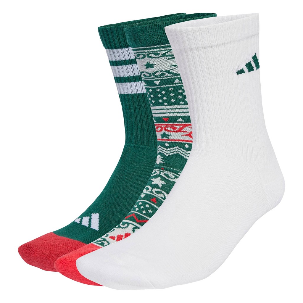 adidas Lifestyle adidas CHRISTMAS GRAPHIC CREW SOCK 3PAIR PACK Unisex Green JX9073 - รูปที่ 3