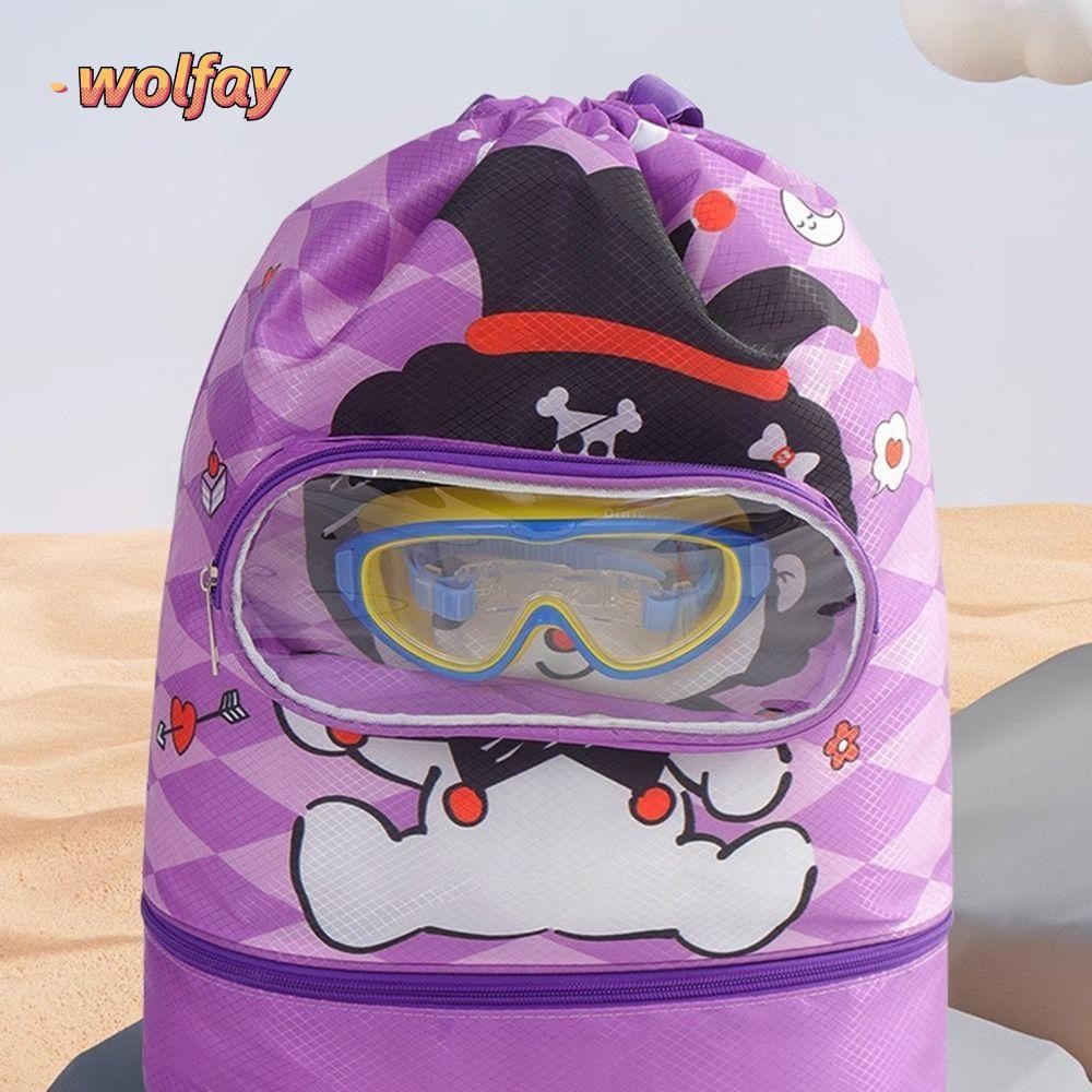 WOLFAY กระเป๋าว่ายน้ำ กันน้ำทน : ระบบแยกช่องเปียก เป้สะพายหลังพับได้ สำหรับสระว่ายน้ำ+ทะเล