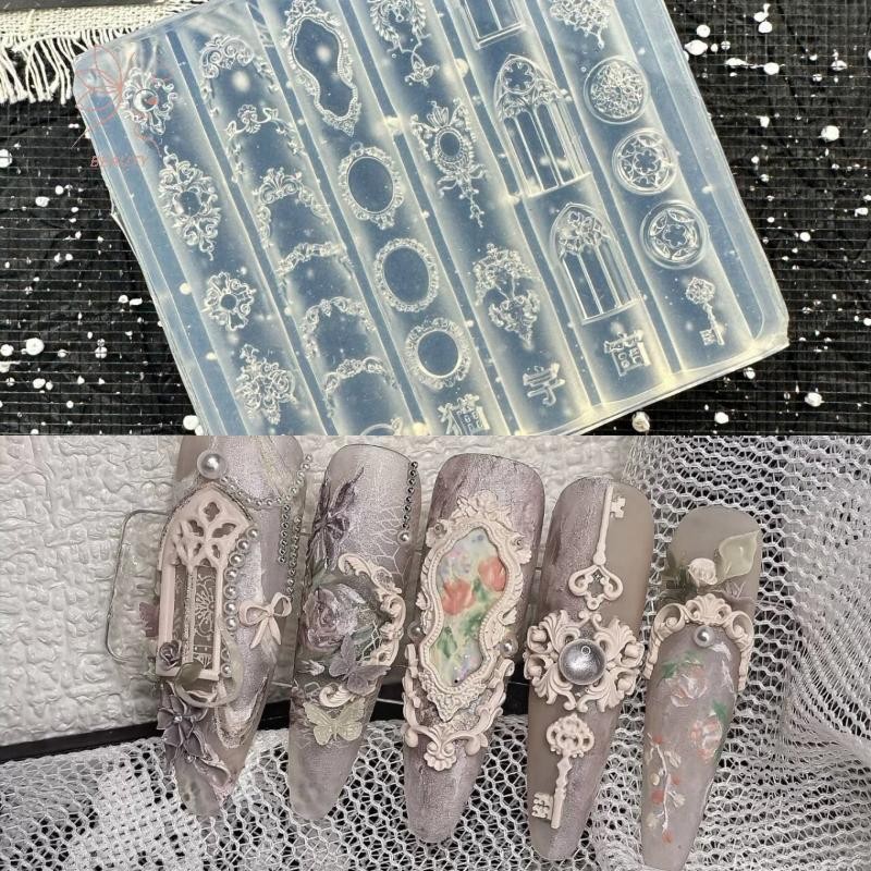 [maybeauty] การ์ตูน Sanrio Hello Kitty 3D ซิลิโคนเล็บแม่พิมพ์ Retro รูปแบบ DIY ตกแต่งเล็บแม่แบบเล็บออกแบบเครื่องมือ {TH}