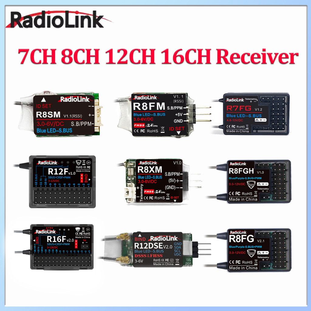 RadioLink RC Receiver 7CH 8CH 12CH 16CH R8XM R8SM R8FM R8FG R7FG R8FGH R12DSE R12F R16F 2.4G สําหรับ