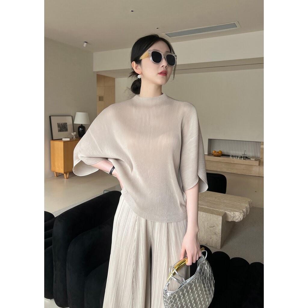Restock!! 2MUAY GJO5003 เสื้อพลีทคุณภาพ BAT SLEEVE PLEATED TOP 10 สี FREE SIZE