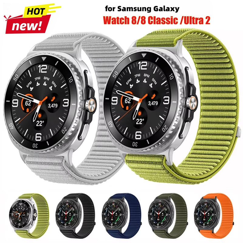 สายรัดไนลอนสําหรับ Samsung Galaxy Watch 8 Classic 46 มม.สร้อยข้อมือสําหรับนาฬิกา 8 44 มม.40 มม.อุปกรณ์เสริม