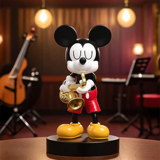 6 ชิ้น/เซ็ต 9.5 ซม.การ์ตูนอะนิเมะเพลง Party แซ็กโซโฟน Donald Duck Jazz กลองชุด Goofy รุ่น Q PVC ตัวเลขการกระทําตุ๊กตาของเล่น