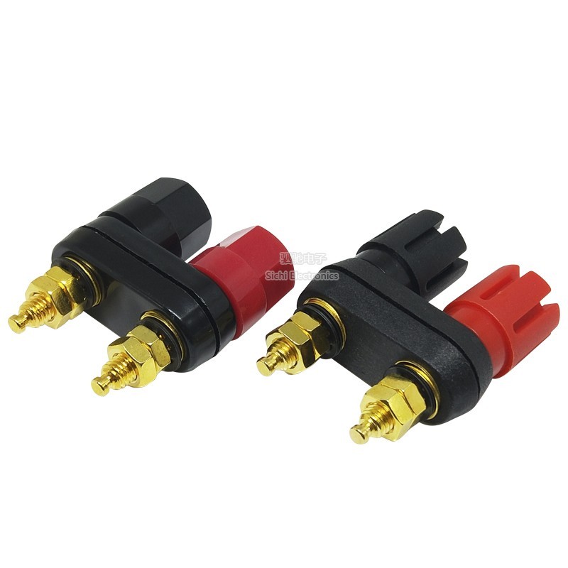 Conjoined Dual-Bit ลําโพงเครื่องขยายเสียง Terminal สีแดงสีดํา Double Hexagon/Dual Plum Head 4MM Banana Socket Terminal