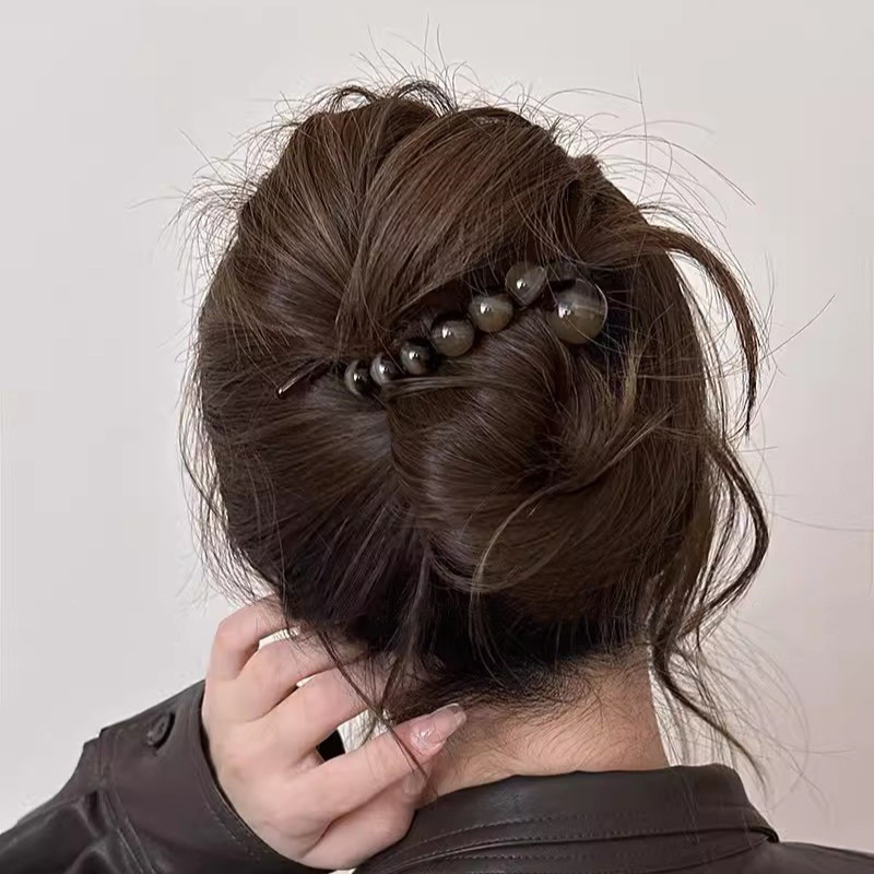 กิ๊บมุกหญิงสีกาแฟ 2026 สไตล์ CLASSY ด้านหลังหัวตรง ใช้งานได้กับผม Twist - รูปที่ 2
