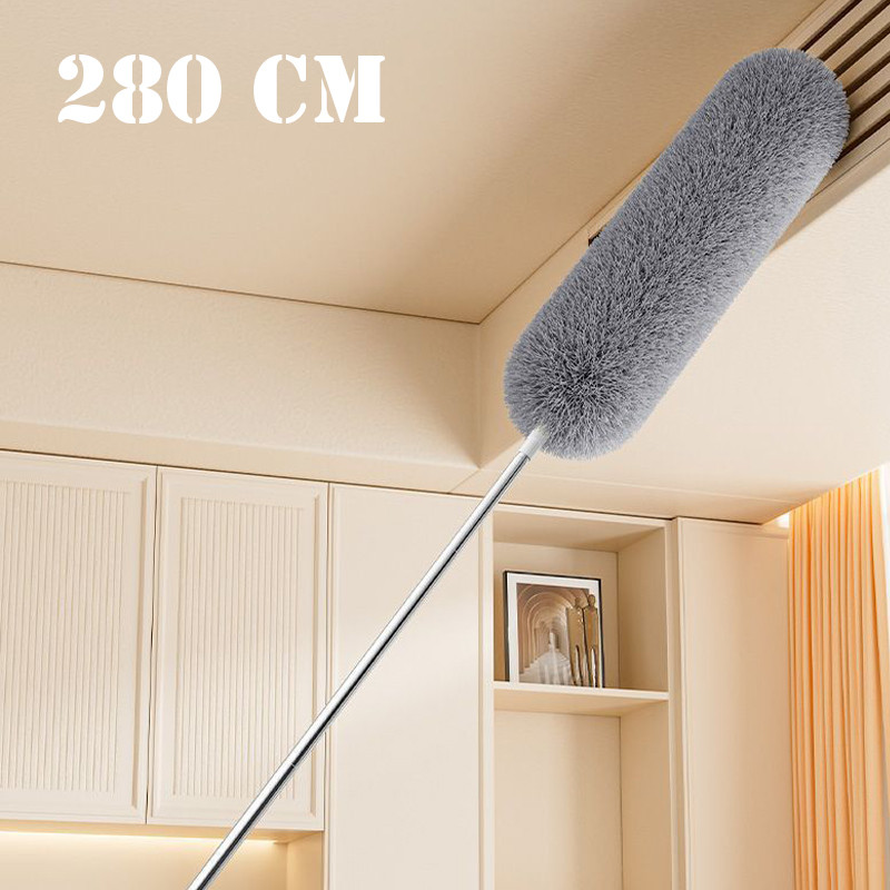 ไม้ปัดฝุ่นแบบยืดหดได้ยาวพิเศษพร้อมก้านขยายแปรงไมโครไฟเบอร์แบบใช้ซ้ําได้สําหรับห้องนอนห้องนั่งเล่นทําความสะอาด ไม้ปัดฝุ่น สําหรับทําควา