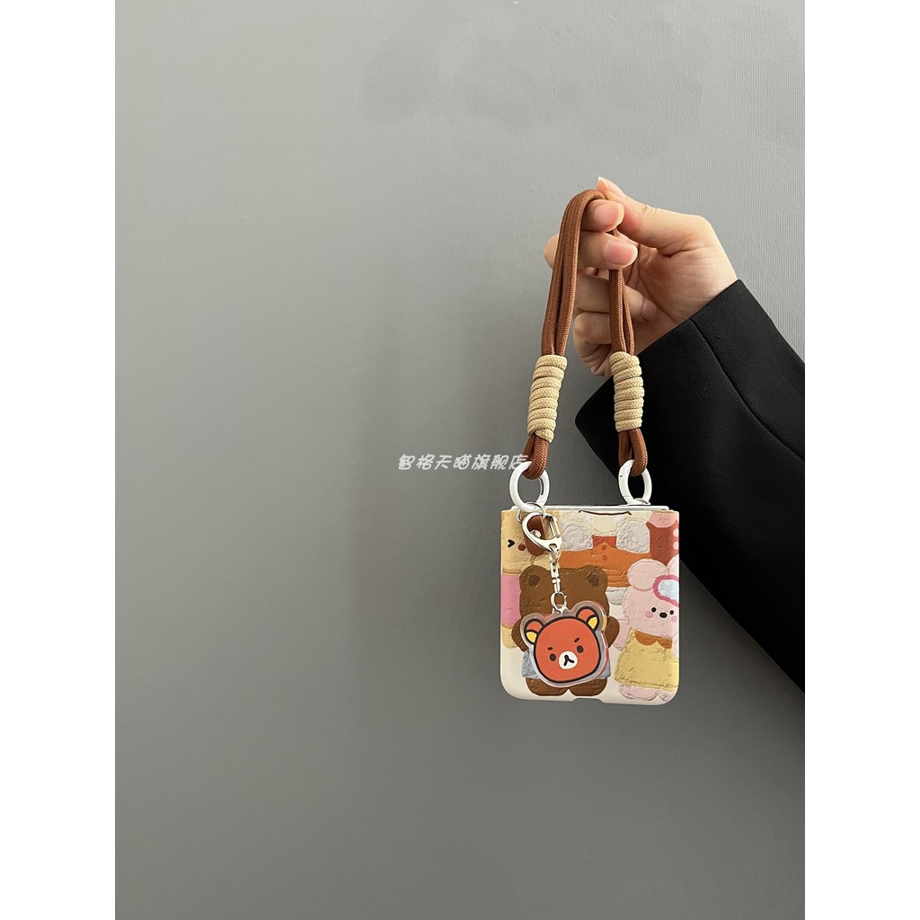 LUSHUO เคสโทรศัพท์สําหรับ Samsung Galaxy Z Flip 7 6 5 4 3 ค้นหา N3 N2 FLIP หมีน่ารัก PC ปกหลังพร้อมจี้โซ่สําหรับ findn2 3 พลิกค้นหา N2 n3 พลิก Z6 Flip5 Flip7 Mix Flip - รูปที่ 5