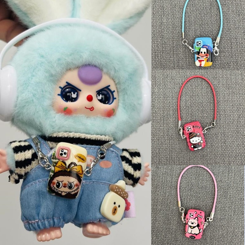 ใหม่เด็กสาม Mini Macaron/DIMOO WORLD/Lab-V1 V2 V3 ตุ๊กตาน่ารักโทรศัพท์มือถือกรณีจี้ DIY แต่งตัวของเล่นตุ๊กตาอุปกรณ์เสริม