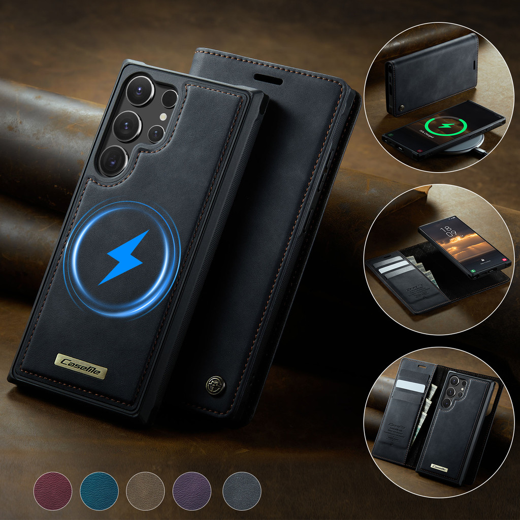 เคส Case for Samsung Galaxy S25 Edge S24 Ultra S23 FE S22 S21 Plus S21+ S22+ S23+ S24+ S25+ 5G PU Le