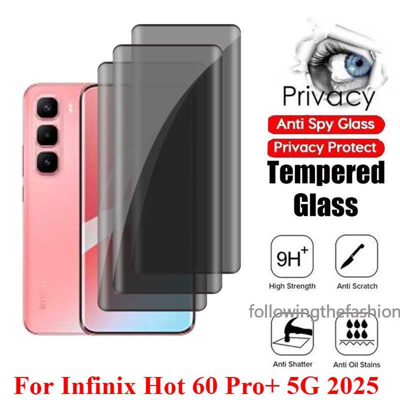 3 ชิ้นป้องกันหน้าจอความเป็นส่วนตัวสําหรับ Infinix Hot 60 Pro + Hot 60 Hot60 60Pro 60i 60Pro + Proplus 4G 5G 2025 Full Cover กาวส่วนตัวกระจกนิรภัยป้องกันฟิล์ม Anti Peeping
