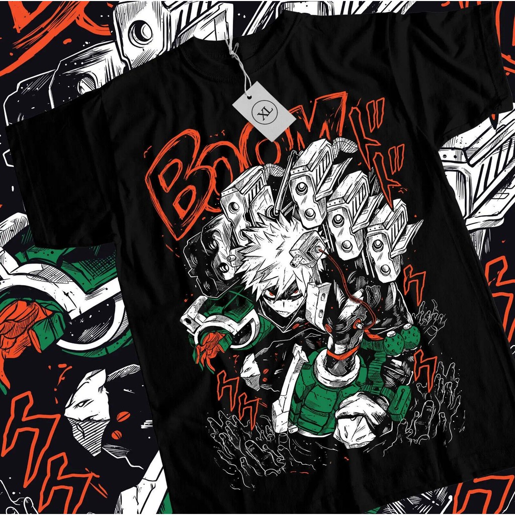 เสื้อยืด Bakugou Izuku Midoriya Deku ฮีโร่ เสื้อสีดำ Midoriya Izuku