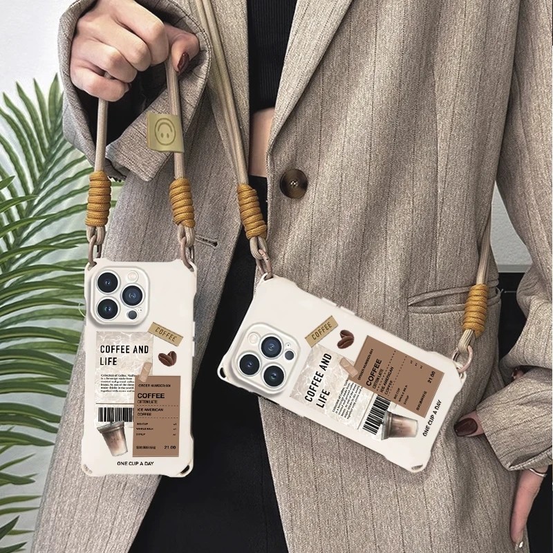ป้ายกาแฟเหมาะสําหรับ Samsung s24fe เคสโทรศัพท์ s25 Diagonal s23ultra แบบพกพา s21+/ s22/a54/a52 สี่มุมกันกระแทก a72/a73/a33 นุ่ม a05s/a34 รวมทุกอย่าง a53