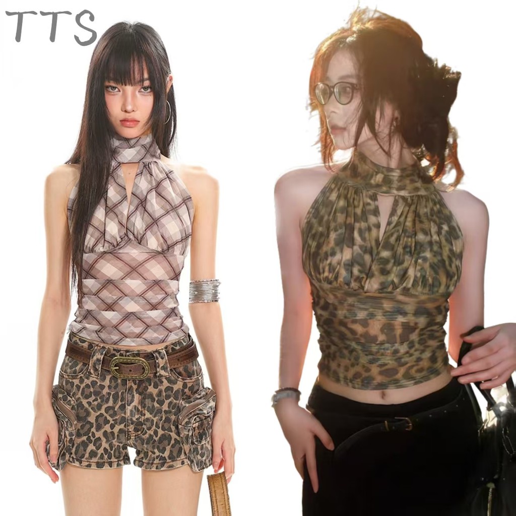 TTS 🔥 เสื้อกล้ามคล้องคอสไตล์เกาหลี แบบไม่มีแขน โชว์หลัง แฟชั่นใส่ง่าย แมตช์ได้ทุกลุค รุ่นใหม่ปี 2025