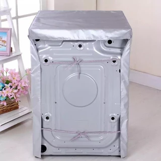 【COD】ผ้าคลุมเครื่องซักผ้า โพลีเอสเตอร์ ป้องกันฝุ่น สีเงิน 2 ขนาด ผ้าคลุมเครื่องซักผ้าฝาหน้า กันฝุ่น กันแดด กันฝนสาด