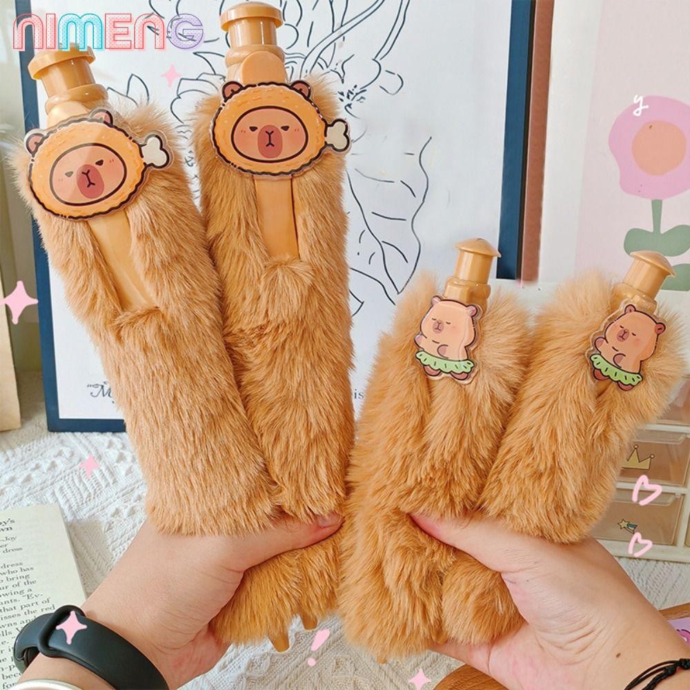 ปากกาลูกลื่นขนาดใหญ่ NIMENG ปากกาเจลขนาดใหญ่พลาสติก Creative Plush Capybara Press-on Oversize Writting Pen สํานักงานโรงเรียน