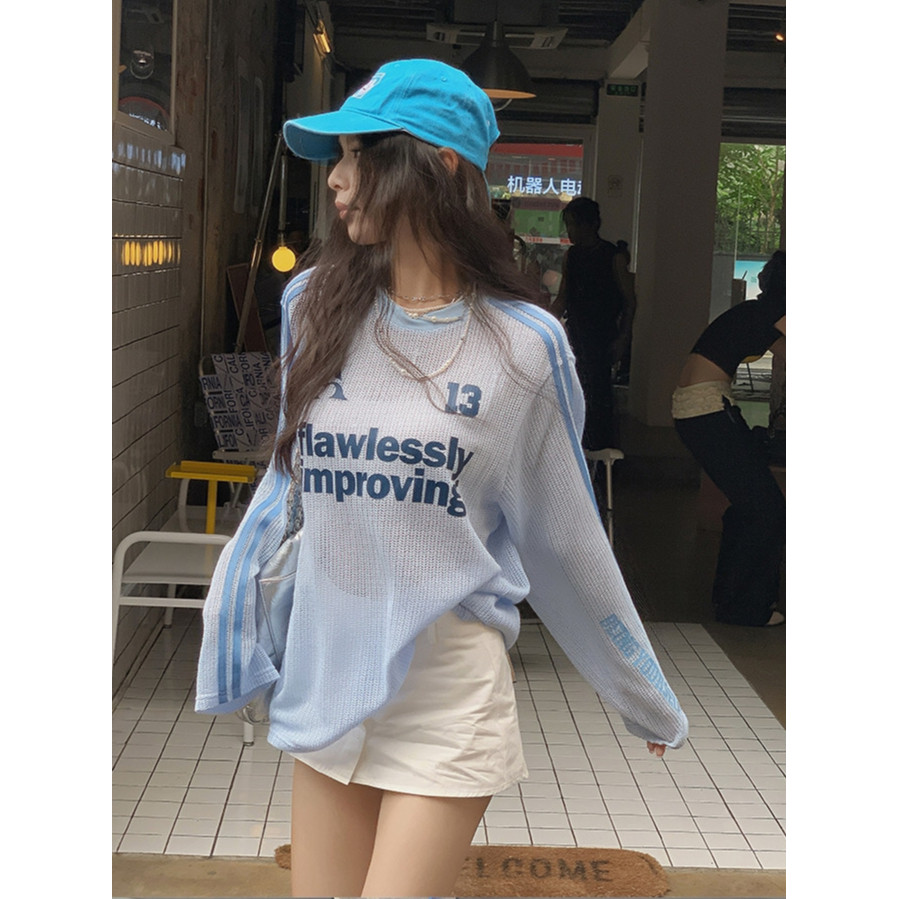 REKIO M-2XL เสื้อกันแดด ผู้หญิง เกาหลี แขนยาว ลายพิมพ์ เสื้อ oversize เสื้อสาวอวบ โอเวอร์ไซส์