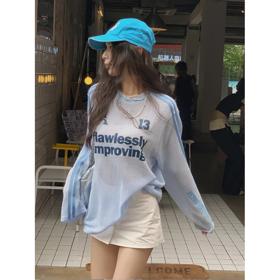 REKIO M-2XL เสื้อกันแดด ผู้หญิง เกาหลี แขนยาว ลายพิมพ์ เสื้อ oversize เสื้อสาวอวบ โอเวอร์ไซส์