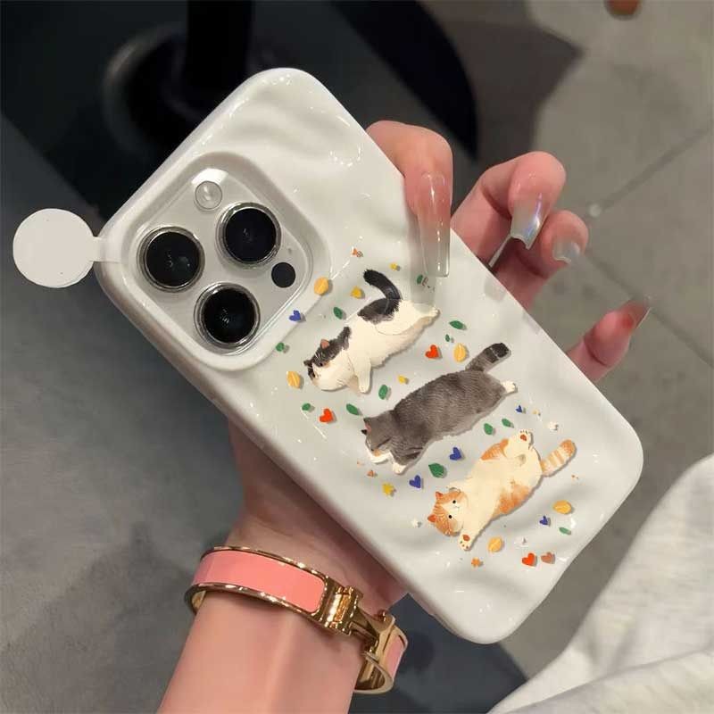 แมวสามตัวพับหยักสําหรับ iPhone Case 16promax 16pro 16plus 15plus 15 15promax 14promax 13pro 13promax 12promax 12 12pro 11promax - รูปที่ 3