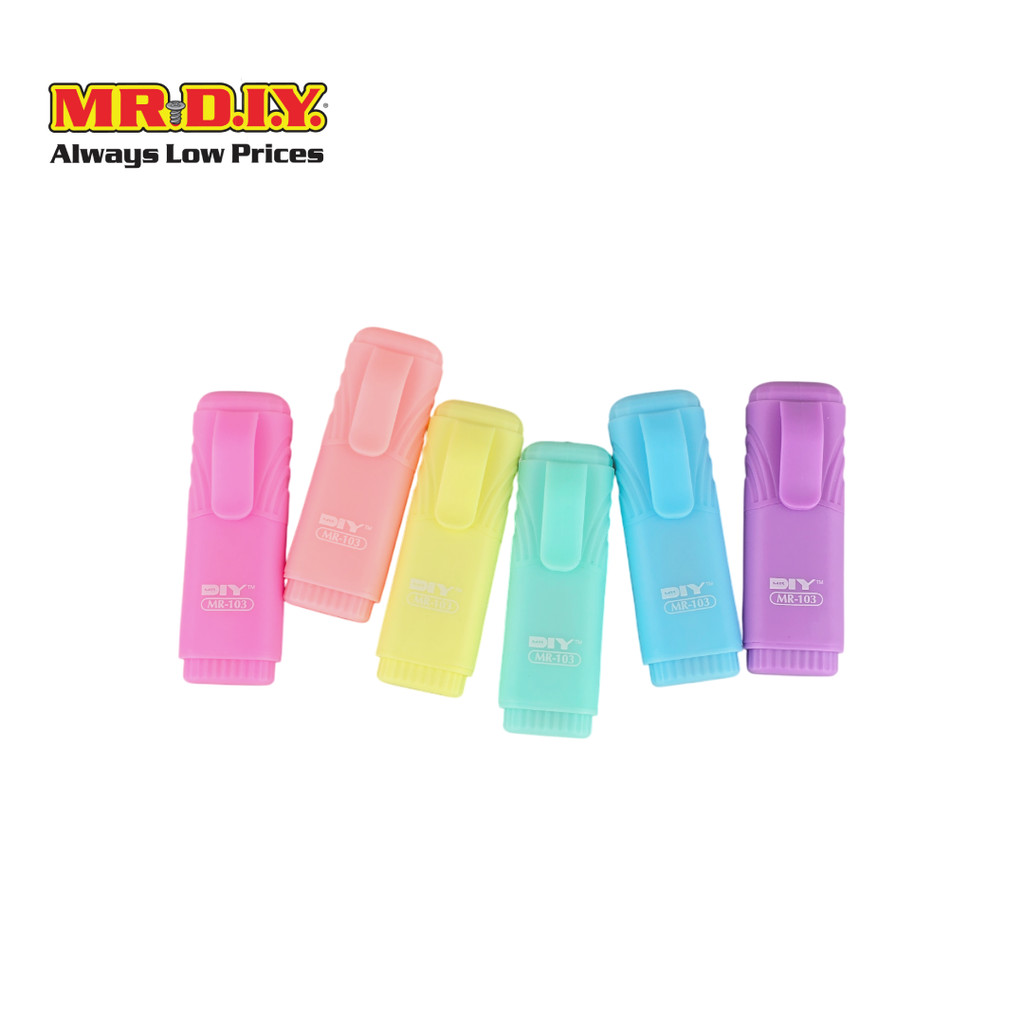 MR.D.I.Y ปากกาไฮไลท์ สีพาสเทล พร้อมกระเป๋าซิปรูดสำหรับเก็บ จำนวน 6 สี