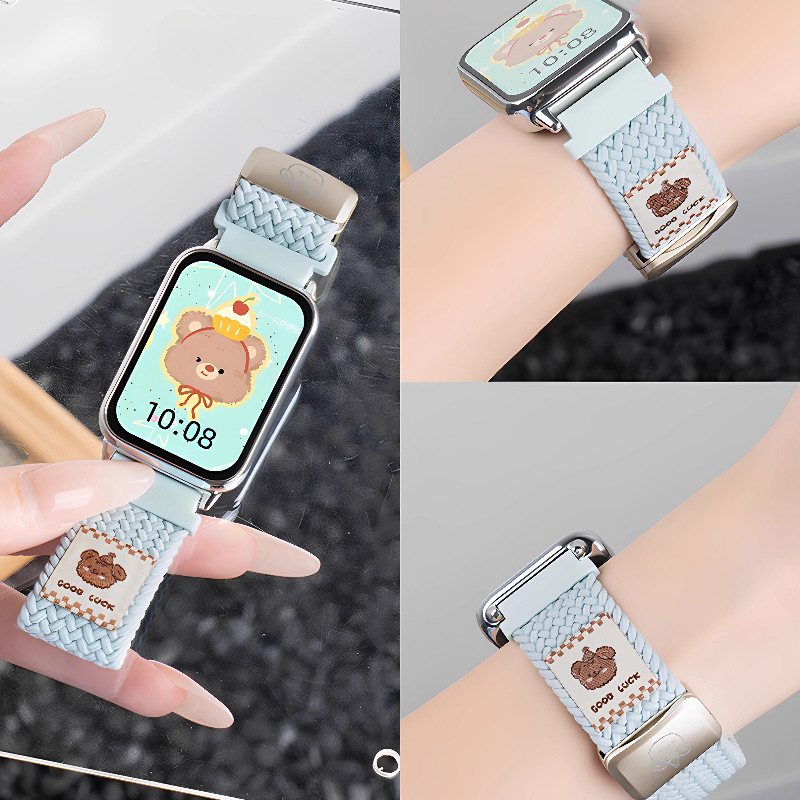 การ์ตูนหมี Braid ไนลอนแม่เหล็กหัวเข็มขัดสําหรับ Samsung Galaxy Fit 3 สมาร์ทวอท์ช Samsung Fit3 สายรัดข้อมืออุปกรณ์เสริม