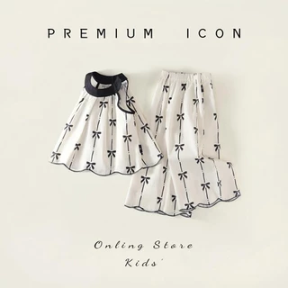 Hania kids พร้อมส่ง เซ็ตคุณหนูลายโบว์ สวยหวานแบบมินิมอล ใส่สบาย ได้ลุคแฟชั่นนิสต้าตัวน้อย K4125537