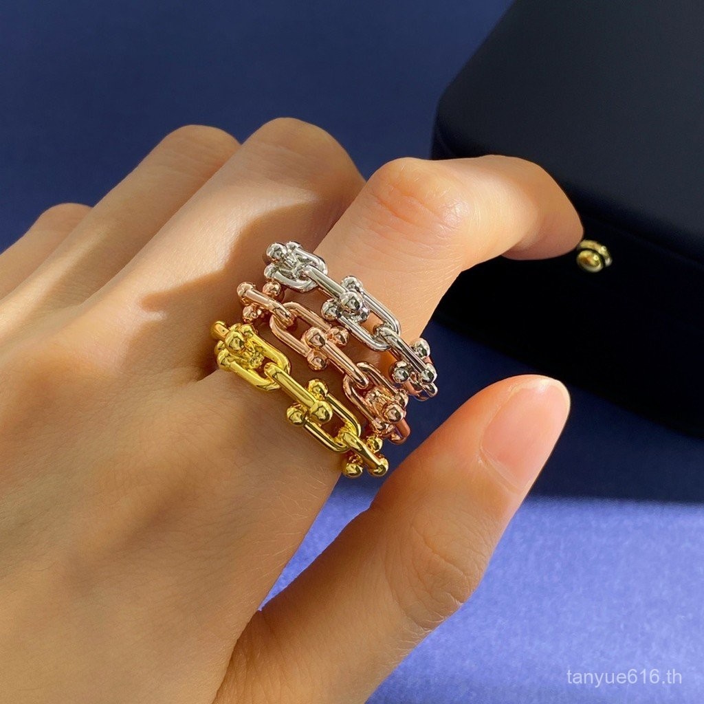 0710-MSMK Modern Fashion U-Shaped Horseshoe Ring Buckle Bamboo Open Ring Electroplated Brass Glossy 