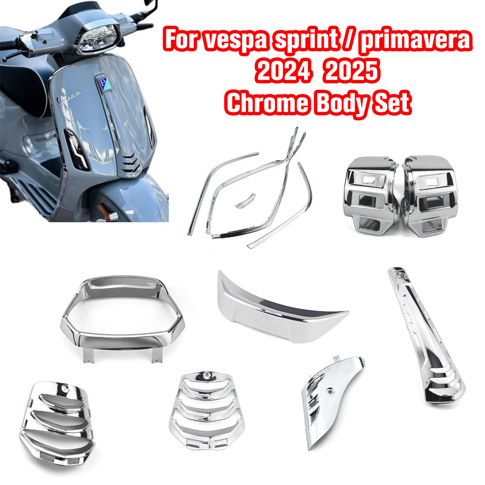 Chrome สําหรับ Vespa Sprint 150 Primavera 150 2024 MY24 2025 tech Body Set ฝาครอบแฟริ่งรถจักรยานยนต์