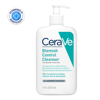 Cerave เซราวี เบลมมิช คลีนเซอร์ 473 มล. ผลิตภัณฑ์ทำความสะอาดผิวหน้าสำหรับผิวที่เป็นสิว