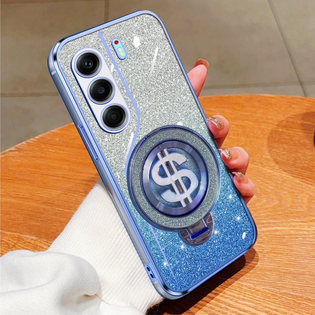 เคสนิ่ม Tecno Camon 40 Pro Glitter Dollar Ring Stand รองรับเคสมือถือไร้สาย