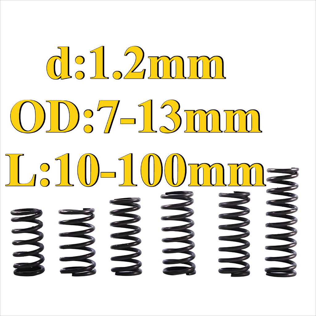 สปริงบีบอัด Return Spring 65Mn Spring Steel Compression Spring d: 1.2mm * OD: 7-13mm * L: 10-100mm (