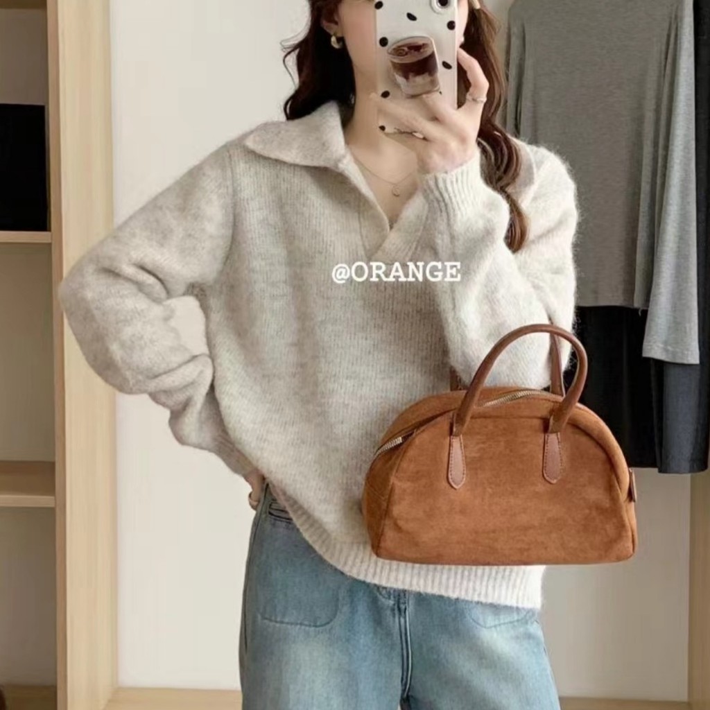 เสื้อกันหนาวสำหรับผู้หญิง สไตล์ฝรั่งเศสนุ่มนวล แบรนด์พรีเมียม ฤดูใบไม้ร่วงและฤดูหนาว ทรงหลวมสวมสบาย เข็มขนาดใหญ่ - รูปที่ 4