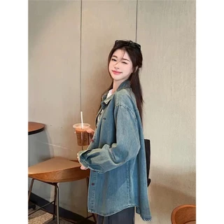 AS SUYU เสื้อเบลาส์คอวีสีพื้นสไตล์เรโทรฝรั่งเศสแบบลำลองสำหรับฤดูใบไม้ร่วงใหม่, ชุดยีนส์แขนยาวสำหรับผู้หญิง