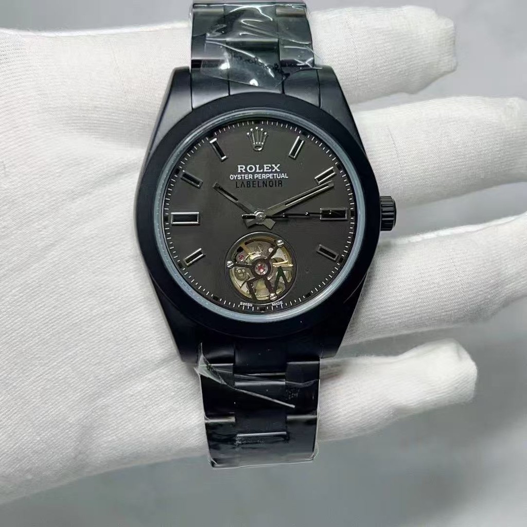 แฟชั่น All-Match All-Black Automatic Mechanical นาฬิกาผู้ชาย