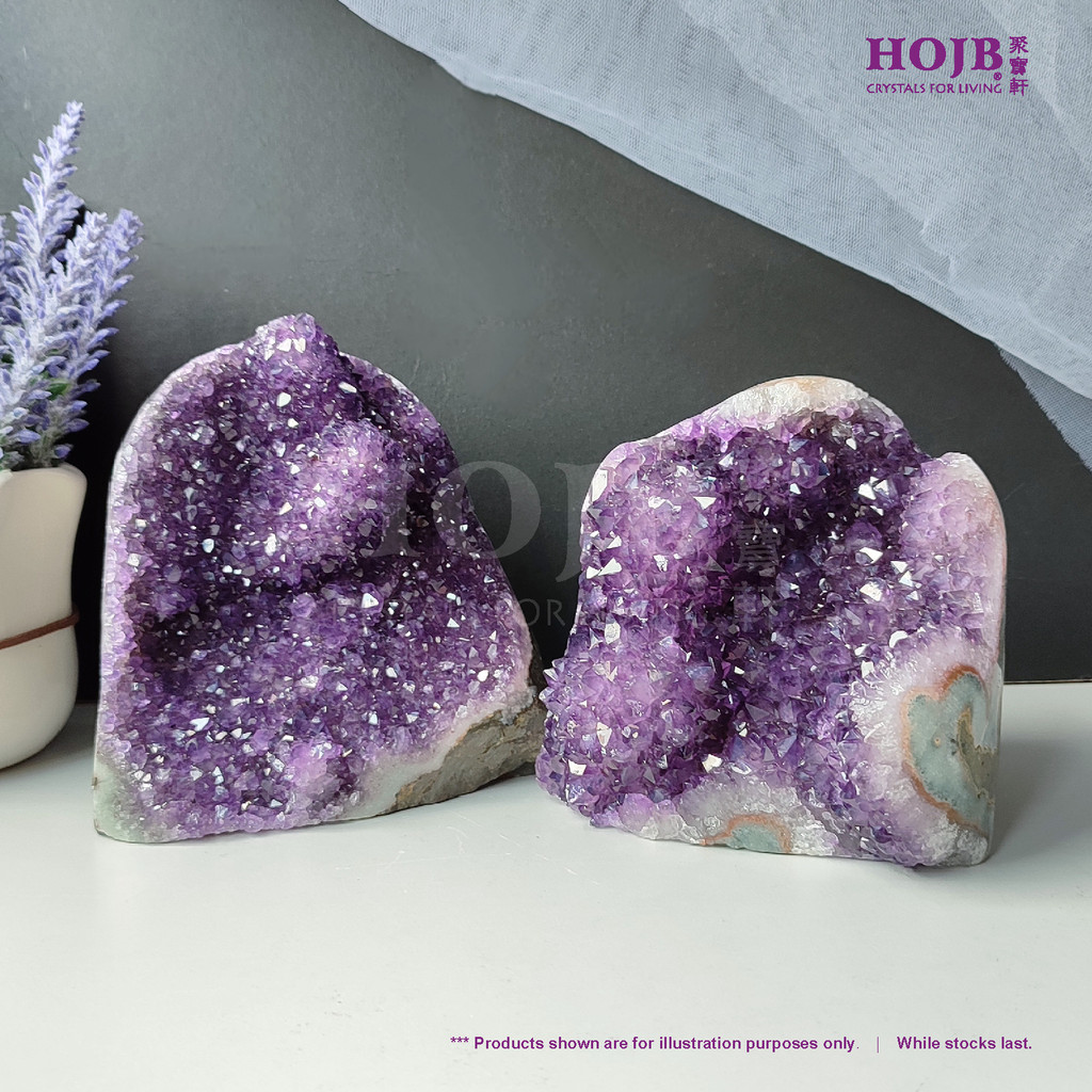 HOJB เกรดด้านบน Uruguya Amethyst 6AA แก้วคริสตัล Druze Stone 115-135 มม.สายสวนคริสตัล Super-135 มม.