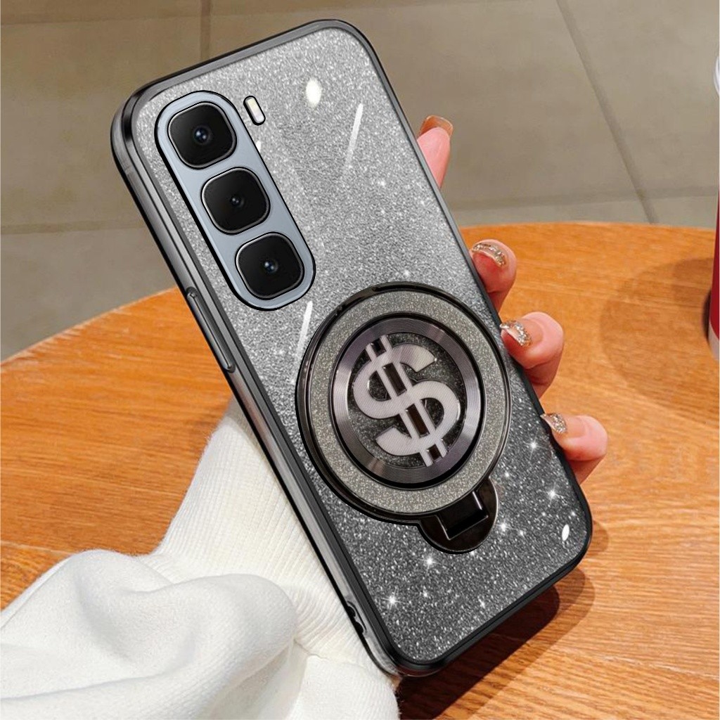 Infinix Hot 60i 60 Pro+ Glitter Dollar Ring Stand เคสโทรศัพท์มือถือชาร์จไร้สาย
