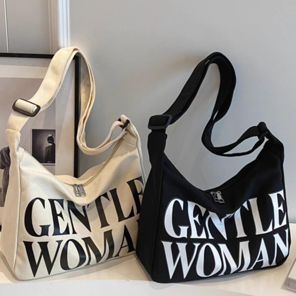 กระเป๋าผ้าแคนวาสผู้หญิง ความจุขนาดใหญ่ | กระเป๋าถือสะพายไหล่ อเนกประสงค์  เหมาะสำหรับนักศึกษาและใช้งานได้หลากหลาย-8016