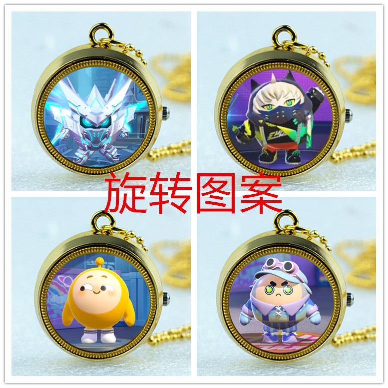 นาฬิกาหมุนสำหรับเด็กชาย พร้อมสายคล้องคอ สไตล์น่ารัก เหมาะสำหรับนักเรียน และสามารถปรับเวลาระบบ GMT