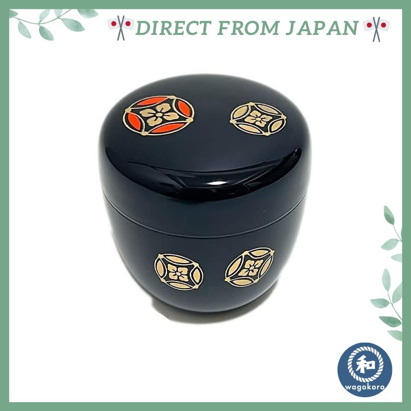 Resin-coated Black Urushi Lacquered Cloisonné Tea Utensils from Japan in Paper Box