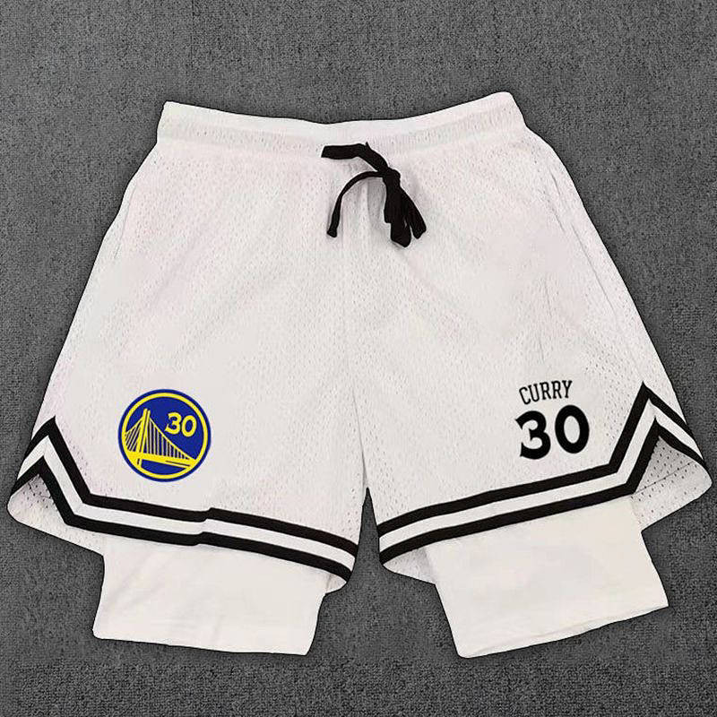 Basketball Shorts Team's Same Double-Layer below the Knee Shorts Fake Two-Piece Sports Pants with Li