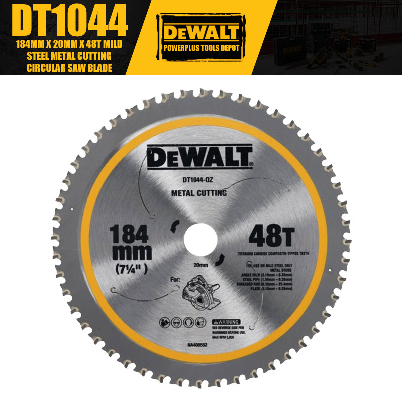 DEWALT DT1044 184 มม.x 20 มม.x 48T เหล็กอ่อนตัดโลหะเลื่อยวงเดือนใบมีดสําหรับ DCS383 เครื่องมืออุปกรณ