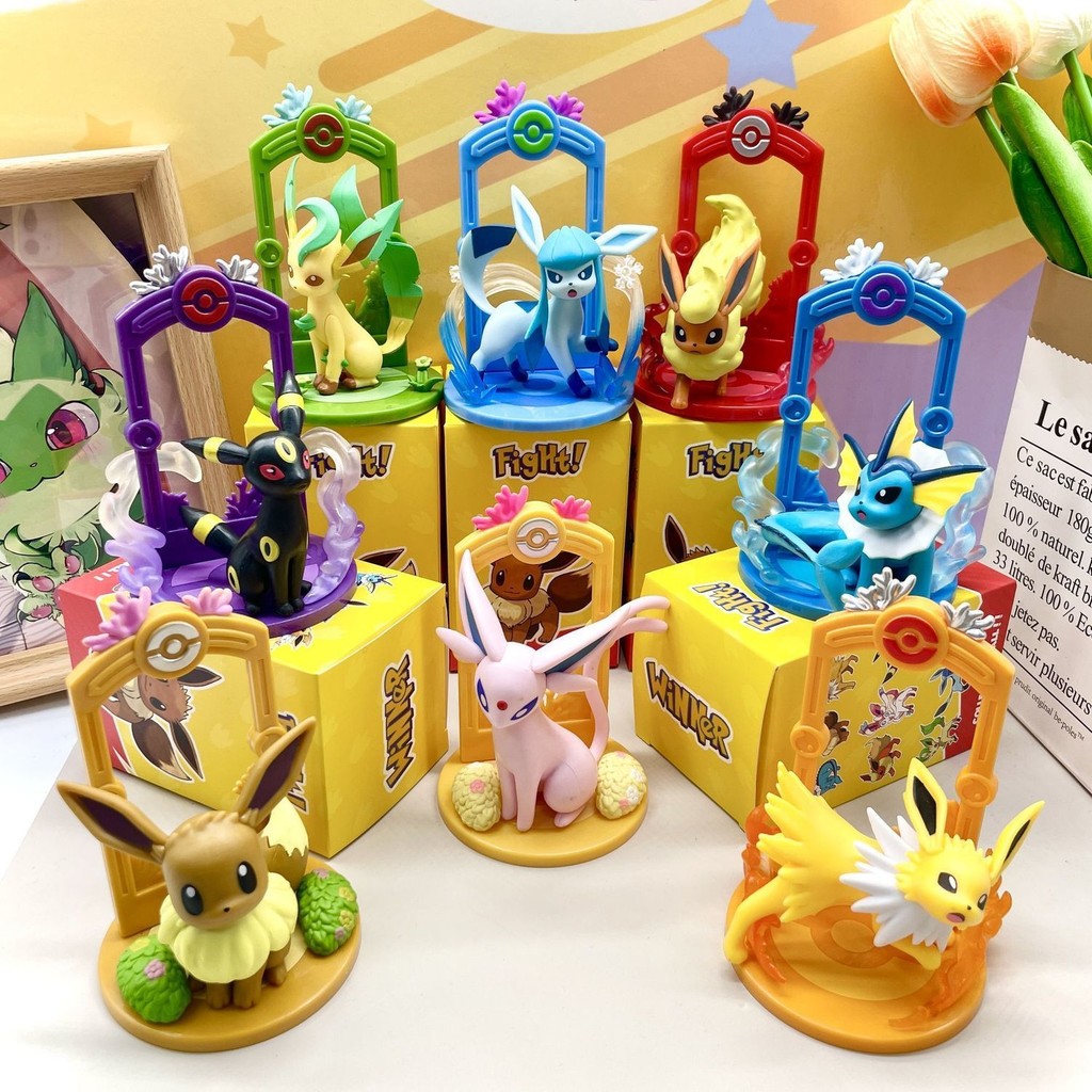 [qun] Pokémon Lets Go Eevee อินเทรนด์เล่น Mystery กล่องรูปสํานักงานตุ๊กตาเดสก์ท็อปตกแต่งเครื่องประดั