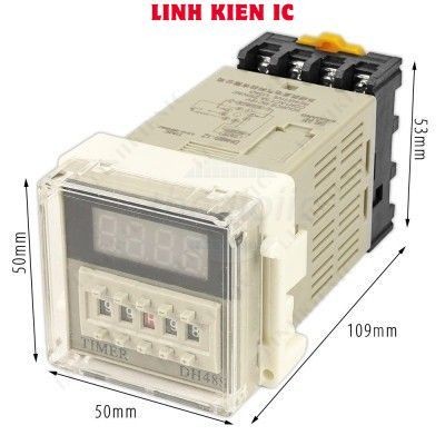 DH48S-1Z รีเลย์เวลา, ตัวจับเวลา 0.01S-99H99M 12V 1NO 1NC พร้อมฐาน IC Linhkien