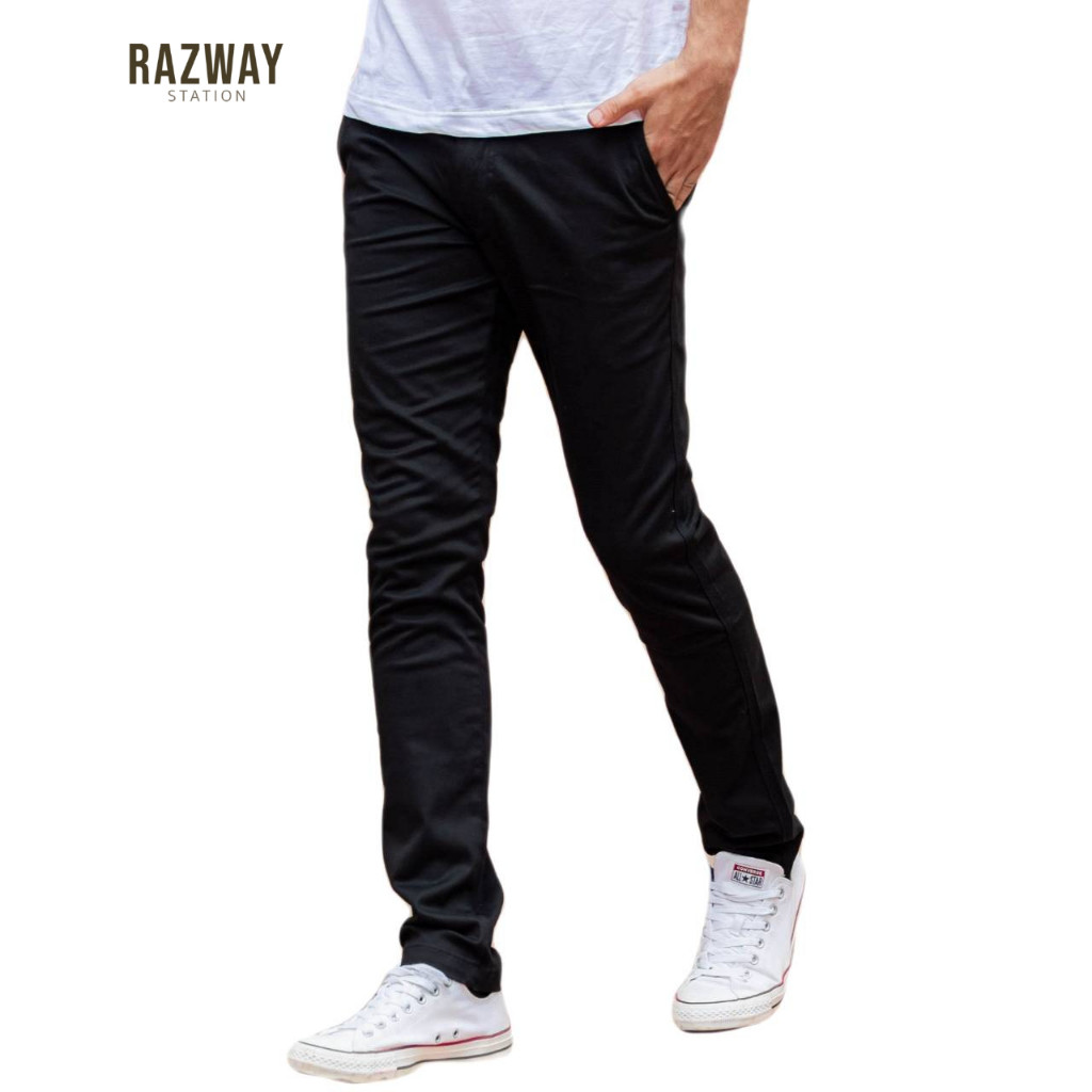 Razway กางเกงสแล็ค ชาย ผ้ายืด นุ่มใส่สบาย ทรงกระบอกเล็ก กางเกงชิโน่ รุ่น RZ825