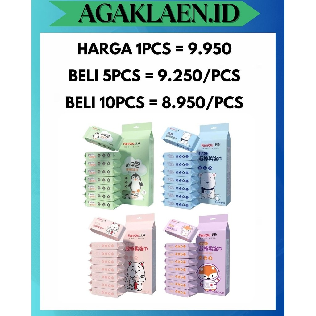 AL [1 ชุด 8 แพ็ค] 8in1 MINI WIPES WET TISSUE UNIQUE PACKAGING CUTE TISSUE WET WIPES