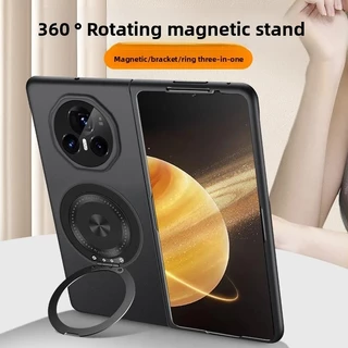 สําหรับเคสโทรศัพท์ Honor Magic V3 V2 5G, สีเมทัลลิคกันกระแทกหรูหรา 360° ฝาครอบขาตั้งแบบหมุนได้