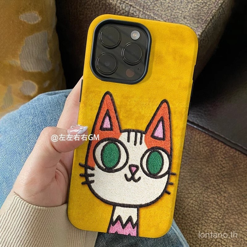 Creative Cat ภาพวาดใช้งานร่วมกับ iPhone 16 15 14 13 12 11 PROMAX สองชั้น 16PRO 15PRO โทรศัพท์มือถือป